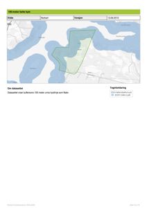 Kart som viser et 100-meters belte langs kystlinjen i et område.