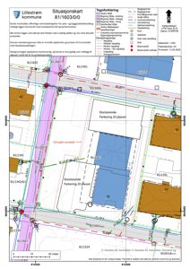 Situasjonskart som viser eiendomsgranser, bygninger og infrastruktur i Lillestrøm kommune.
