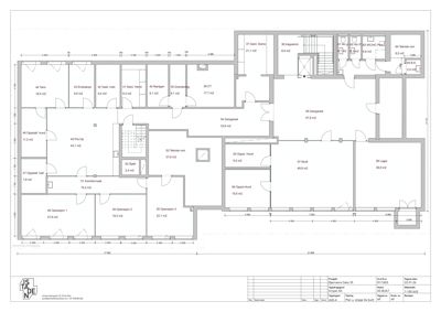 Etasjeplan (plantegning) som viser romfordeling, arealer og funksjoner i et bygg.