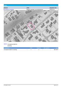 Et kart eller flyfoto som viser et bygningsområde med vegnett, topografi og en markert verneplanområde.