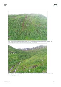 Dronefoto av Baaskorgjelet og Vikaelva som viser terrengforhold og potensielle snøskredområder.