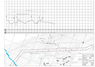 Situasjonsplan som viser terrengform, høyder, eiendomsinndeling og plassering av eiendomsnummer.