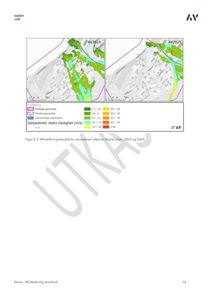 Kart som viser modellering av skredvurdering (særpesrekred) for Asplan Viak i 2023 og 2025.