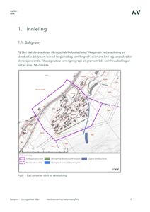 Kart som viser sikringstiltak (skredvollar) i et grøntområde (LNF-område) på Skei, med topografiske linjer og arealdefinisjoner.