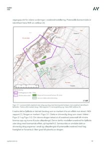 Kart over et område med topografi, skog og potensielle snøskredområder.