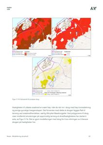 Kartutsnitt som viser kartleggingsområder, trehøyde, trøddiameter og skog som forebygger utløsning snøskred.
