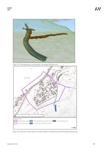 Bildet viser en situasjonsplan (Figur 5-3) med topografiske kurver, eiendomsgrenser og en markert kartleggingsområde for skredsikringstiltak.