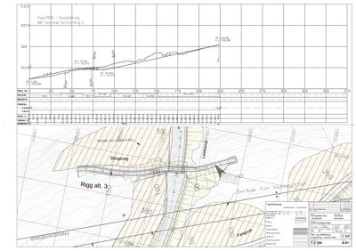 Situasjonsplan som viser tomtens form, omgivende vegnett (Skogshøgvegen, Leiekanalen), topografi (konturlinjer) og planlagte inngrep.