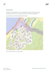 Kart som viser et skred- og flaumområde langs Vikaelva med overlagte risiko- og aktsemdsone.