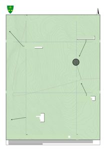 Situasjonskart som viser plassering av tiltaket i forhold til vei, eiendomsgrenser og nabolag.