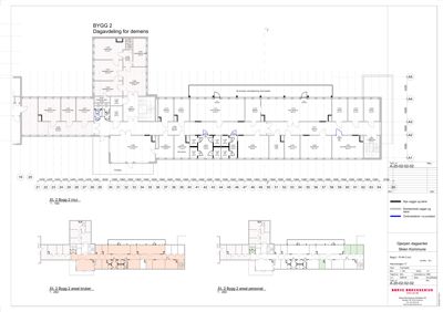 Etasjeplan (dagavdeling) for 'BYGG 2' i Gjerpen dagsenter, som viser romfordeling, vegger og innganger.