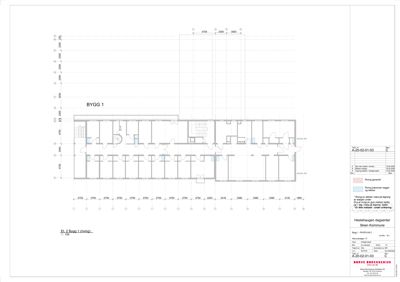 Etasjeplan (1. etasje) for bygning 'BYGG 1' som viser romfordeling, dører og vinduer.