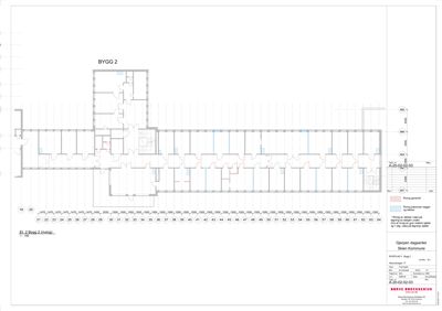 Etasjeplan (innvendig plan) for 'BYGG 2' av Gjerpen dagsenter, som viser romfordeling, vegger og trapp.