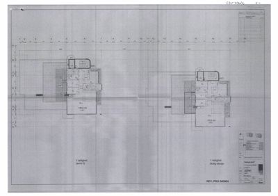 Plantegning som viser romfordeling og areal for to leiligheter (1 leilhet (evt.2) og 1 leilighet Buleg-etasje).