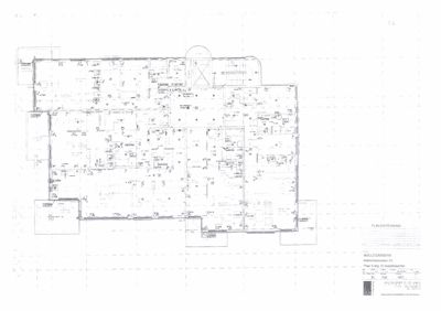Tegning som viser romfordeling og innredning for etasjen med 'Mølleboretten C1'.