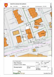 Situasjonsplan som viser tomtens beliggenhet, nabolag, veier og planlagte tiltak.