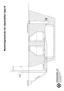 Monteringsinstruks for oljeutskiller type H med teknisk tegning av installasjonen.