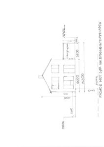Fasadetegning med mål og grenseopplysninger