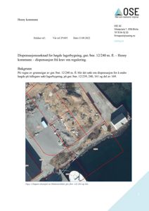 Et situasjonskart (flyfoto) som viser dagens tilstand av tomten med bygningsplassering og grenser markert.