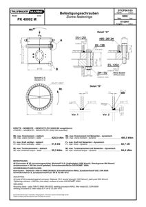 Teknisk detaljtegning som viser festeskruekonstruksjon (Befestigungsschrauben) med dimensjoner, snitt og belastningsverdier.