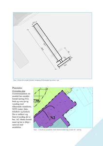 Bildet viser en situasjonsplan (site_plan) som illustrerer et område med arealdelingszoner (N2, NFFF) og en skisse over en flytekai. Det er også inkludert tekst om planstatus.