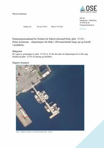 Flyfoto eller satellittbilde som viser dagens situasjon for et område med båthavne og kai (gbnr. 12/341).