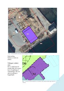 Bildet viser en situasjonsplan over et tomt med en planlagt bygning (verksted/lager) og en kommunedelplan (N2).