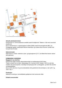 Kart som viser eiendomsgrunn, naboeiendommer og kommunale planer (røde linjer).