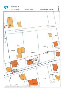 Situasjonsplan for Gårdsveien 98 som viser tomtegrenser, nabobebyggelse, veier og prosjekteringsområder.