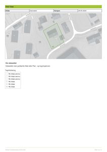 Kart som viser eiendomsgrenser, naboeiendommer og veier i et nabolag.