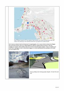 Kart over et område med markerte punkter (ulykker) og en blå sirkel som markerer en spesifikk plassering. Under kartet er det tekst som forklarer at det er hentet fra SVV sine nettsider.