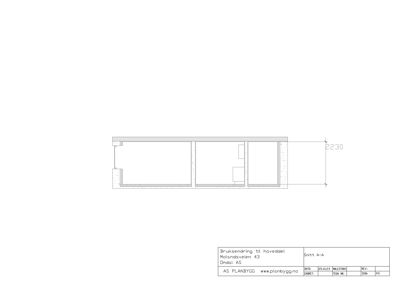 Snittegning (Snitt A-A) som viser tverrsnittet av en bygning med romfordeling og konstruksjonsdetaljer.