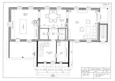 Etasjeplan (1. etg) for en bolig med romfordeling, mål og arealoppsett.