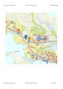 Et kart som viser et område med veier, vann og bygninger, sannsynligvis en situasjonsplan eller et kart fra et kommunalt system.