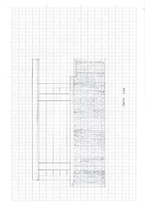 Fasadetegning som viser bygningens utseende sett fra nord, med skravering som indikerer fasadematerialer.