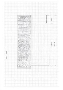 En håndtegnet detaljtegning som viser en konstruksjon med mål (3,50 m, 4,0 m, 0,8 m) og tekst 'NOT SÅR'.