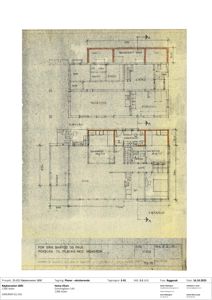 Etasjeplan (1. etasje) for en villa i Røykenveien 189C, Aker. Planen viser romfordeling, dører, vinduer og dimensjoner.