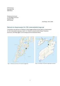 Dokumentet inneholder to kart som viser geografisk plassering av byggetiltaket i Moskenes kommune og Ole Nilsøy.