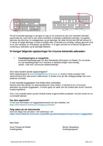 Fotografi av et brev fra kommunen som omhandler mangelfulle fasadetegninger og vedrørende vinduvalg.