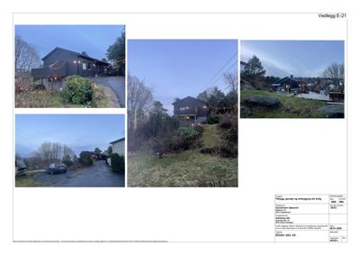 Fotografier av en eksisterende bolig og tomteforhold