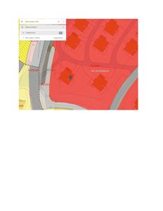 Kartutsnitt fra et digitalt kartsystem (sannsynligvis Kartverket) som viser eiendomsgrenser, vegadresse (Eikornvegen 56A) og tomtetypologi.