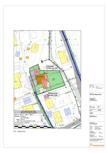 Situasjonsplan som viser tomtens beliggenhet, naboeiendommer og bygningers plassering.