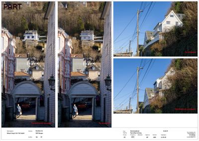 Fotografisk dokumentasjon av eksisterende og planlagt situasjon (situasjonsfotografi) for en byggesak.