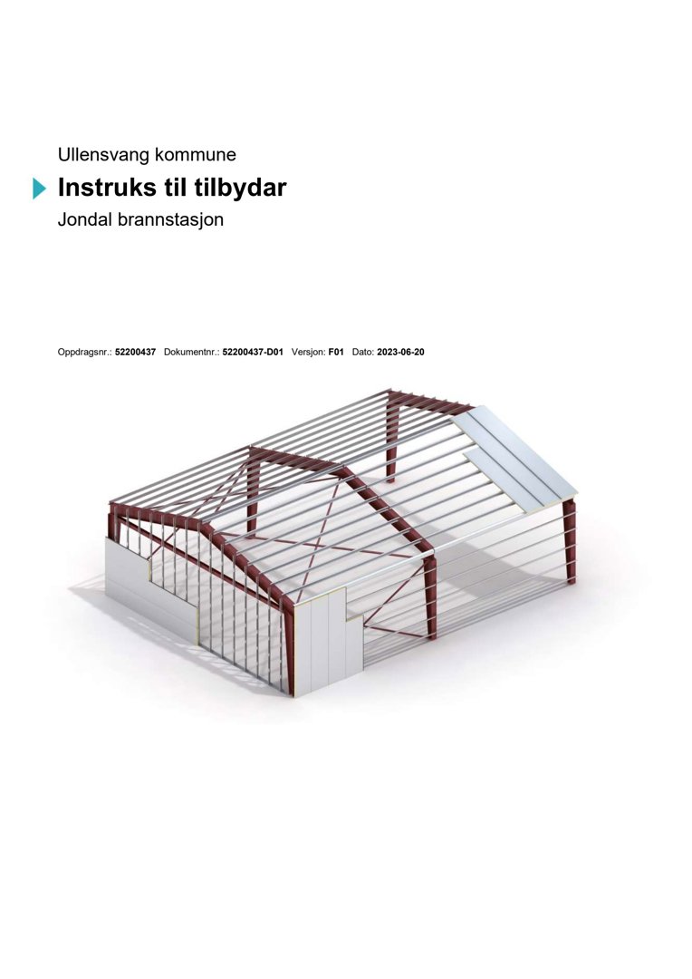 3D-visualisering av en stålkonstruksjon for Jondal brannstasjon.