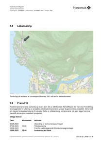 Kart som viser lokalisering av tomta i forhold til omgivelsene, inkludert veger og nabolag.