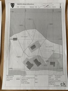 Situasjonsplan (delingskart) som viser tomtedeling, arealer og grenser for et prosjekt.