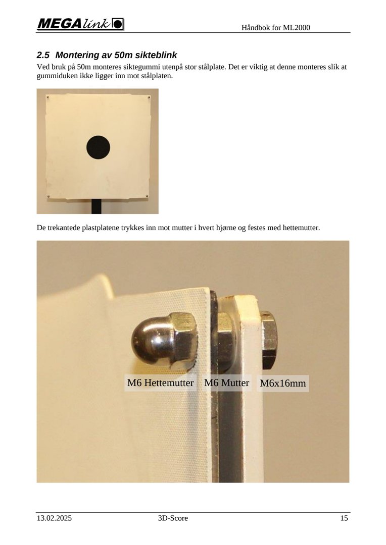 Fotografier fra en monteringsanvisning for sikteblink, som viser produktet og monteringsdetaljer.