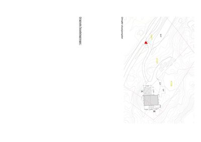 Omsøkt situasjonsplan med topografi, eiendomsnummer og bygningsplassering