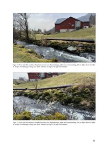 Fotografier av Fauskeelva med flomskilringa og vassføringa