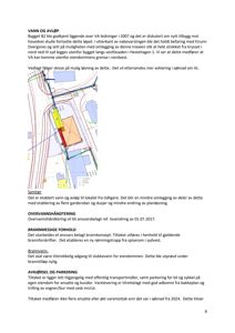 En situasjonsplan som viser bygningens plassering i forhold til VA-ledninger, eiendomsgrenser og naboeiendommer.